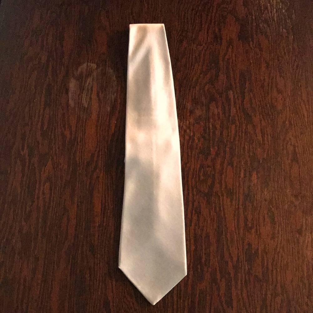 100% Pure Silk Dion Solid Silver Tie